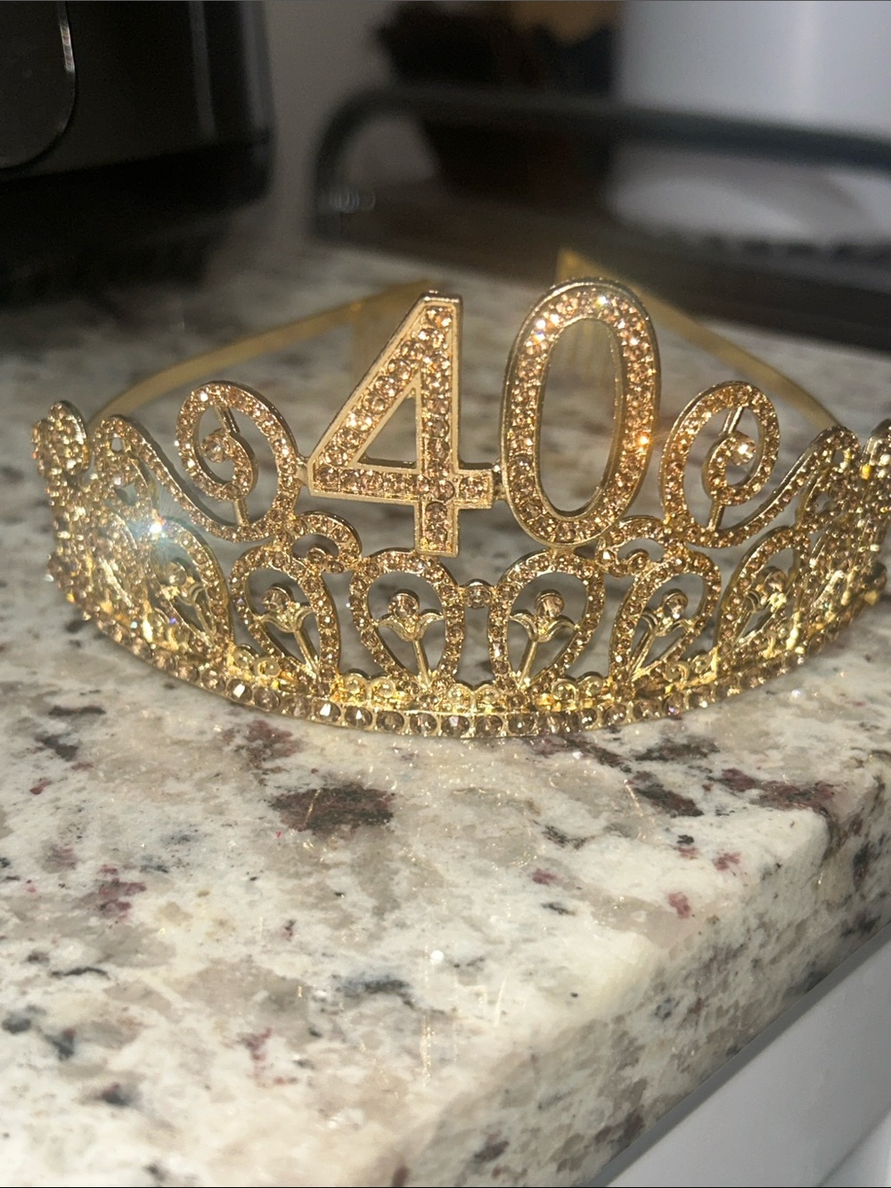 Gold Rhinestone "40" Tiara Birthday Crown